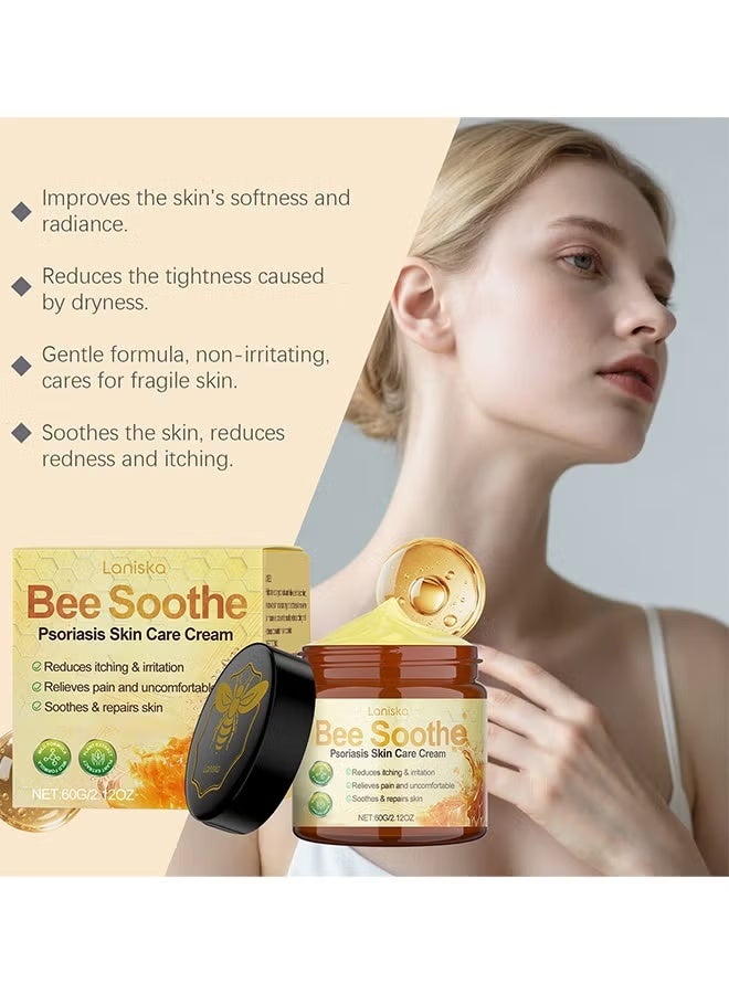 LANISKA Bee Soothe Psoriasis Skin Care Cream, Bee Venom Comprehensive Cream, Bee Venom Skin Treatment Cream, Natural Bee Venom Repair Cream, All-In-One, Lifting & Firming, Anti-Aging Moisturizing, Effectively Reduces All Types Of Skin Blemishes, 60G - Image 2